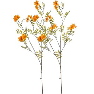 Emerald Kunstbloem bloesem tak - 2x - 91 cm - oranje - kunst zijdebloemen -