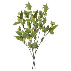 DK Design Kunstbloem fruit tak met appels - 2x - 90 cm - groen - Kunst zijdebloemen -