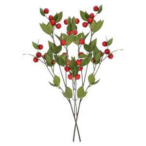 DK Design Kunstbloem fruit tak met appels - 2x - 90 cm - rood - Kunst zijdebloemen -