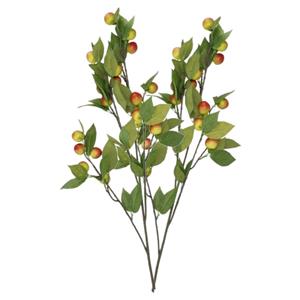 DK Design Kunstbloem fruit tak met appels - 2x - 90 cm - rood/groen - Kunst zijdebloemen -