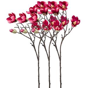 Emerald Kunstbloem Magnolia tak - 3x - 65 cm - dieproze - Kunst zijdebloemen -
