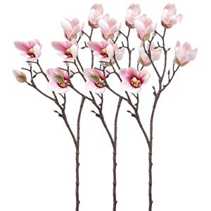 Emerald Kunstbloem Magnolia tak - 3x - 65 cm - lichtroze - Kunst zijdebloemen -