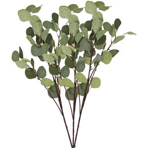DK Design Kunstbloem Eucalyptus tak Real Touch - 3x - 90 cm - groen - losse steel - Kunst zijdebloemen -