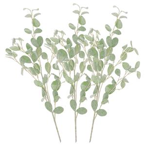 DK Design Kunstbloem Eucalyptus tak Real Touch - 3x - 90 cm - lichtgroen - losse steel - Kunst zijdebloemen -