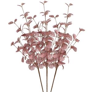 DK Design Kunstbloem Eucalyptus tak Silk - 3x - 72 cm - oudroze - losse steel - Kunst zijdebloemen -