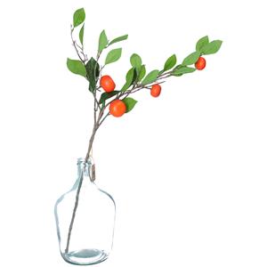 HBX Natural Living Kunstbloem citrusfruit tak clementine/mandarijn - 3x - 80 cm - oranje - losse steel - Kunst zijdeblo -