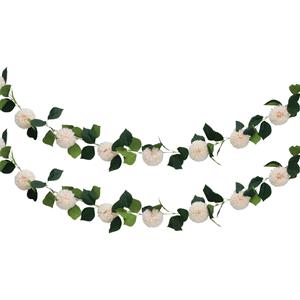 Chaks Kunstbloem slinger dahlia's - 2x - 220 cm - ivoor - guirlande - decoratie - bruiloft versiering -