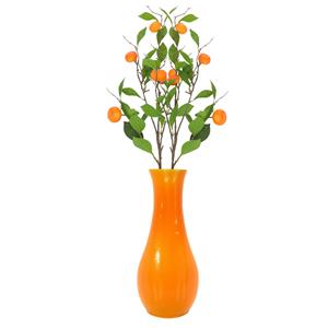 DK Design Kunstbloem citrusfruit tak mandarijn/clementine - 2x - 80 cm - oranje - losse steel - Kunst zijdeblo -