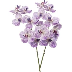 Emerald Kunstbloem Orchidee Vanda - 2x - 77 cm - paars/lila - losse tak - kunst zijdebloem -