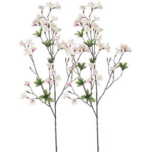 Emerald Kunstbloem Azalea bloesem - 2x - 90 cm - creme/roze - Kunst zijdebloemen -