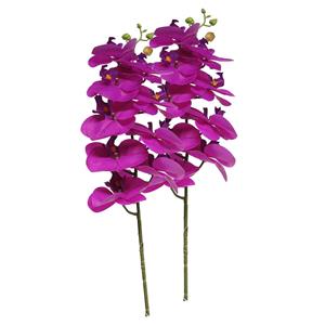 Bellatio Design Kunstbloem Orchidee Bora - 3x - fuchsia - 77 cm - losse steel - kunst zijdebloem - Phalaenopsis -