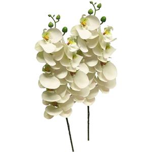Bellatio Design Kunstbloem Orchidee Bora - 3x - wit - 77 cm - losse steel - kunst zijdebloem - Phalaenopsis -