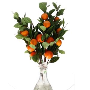 Emerald Kunstbloem citrusfruit tak mandarijn/clementine - 2x - 95 cm - oranje - losse steel - Kunst zijdeblo -