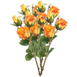 Emerald Kunstbloem Roos tak - 5x - cm - oranje - Kunst zijdebloemen -