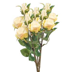 Emerald Kunstbloem Roos tak - 5x - cm - creme wit - Kunst zijdebloemen -