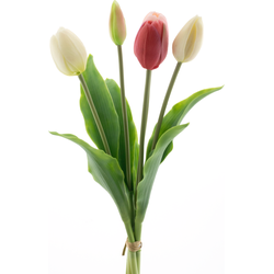 Nova nature PSO Holland tulip bundle Sally pink/cream combo 36 cm kunstbloem - 