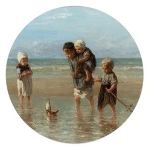 Reinders  Jozef Israels Kinderen der zee - Glasschilderij Ø 50cm