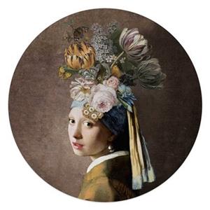 Reinders  Pearl Girl Flowers - Glasschilderij Ø 50cm