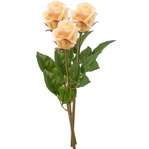 Emerald Kunstbloem Roos Bud tak - 3x - cm - licht geel - Kunst zijdebloemen -