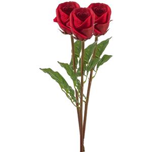 Emerald Kunstbloem Roos Bud tak - 3x - cm - rood - Kunst zijdebloemen -