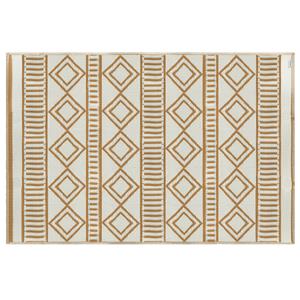 Outsunny terrasvloerkleed, weerbestendig, modern design, makkelijk te onderhouden, 121 x 182 x 0,3 cm, groen, crème | Aosom.nl