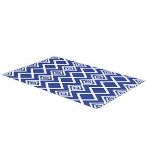 Outsunny terrasvloerkleed, weerbestendig, stijlvol modern ontwerp, gemakkelijk schoon te maken, 182 x 274 x 0,3 cm, blauw, wit | Aosom.nl
