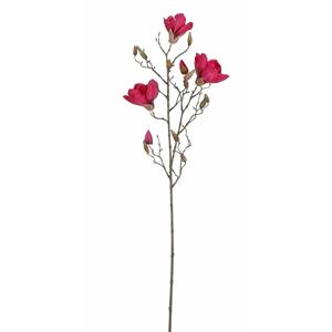 Mica Decorations Magnolia Kunstbloem - H88 cm - Donkerroze