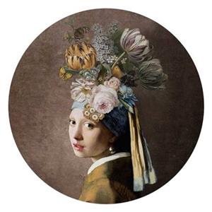 Reinders  Pearl Girl Flowers - Glasschilderij Ø 70cm