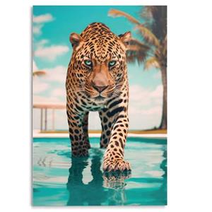 Reinders  Pool Leopard - Glasschilderij 78x116cm