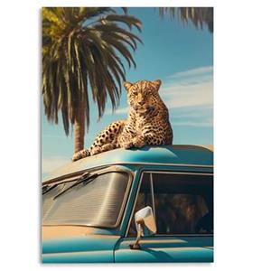 Reinders  Cheetah Rooftop - Glasschilderij 78x116cm