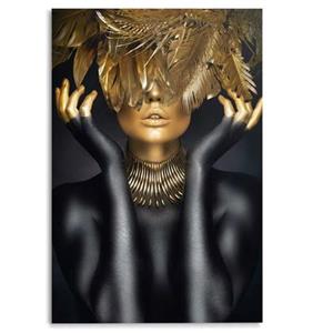Reinders  Golden Feathers - Glasschilderij 78x116cm