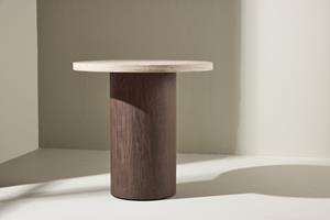 Nohr Ronde Bijzettafel Lawanda Travertinlook, 50cm - Beige