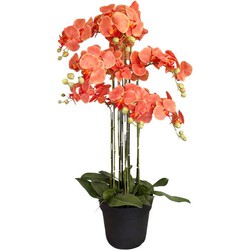 Buitengewoon de boet Orchidee kunstplant 9-tak 110 cm, oranje - 