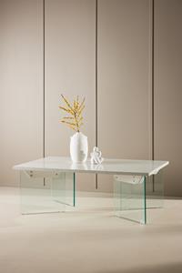 Nohr Salontafel Hal Betonlook en glas, 120 x 80cm - Wit