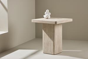 Nohr Vierkante Bijzettafel Antonios Travertinlook, 50 x 50cm - Beige