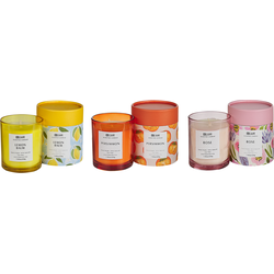 Beliani COLORFUL BARREL-Geurkaars set-Roos|Kaki|Citroenbalsem-Soja wax