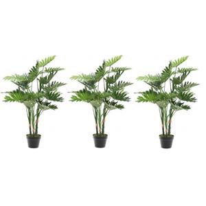 Shoppartners 3x Groene Monstera/gatenplant kunstplant 100 cm in zwarte pot -