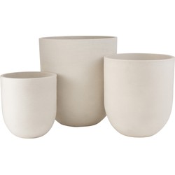 J-Line  Set Van 3 Vaas Rond Keramiek Hoog Wit - 55x55x61.5cm