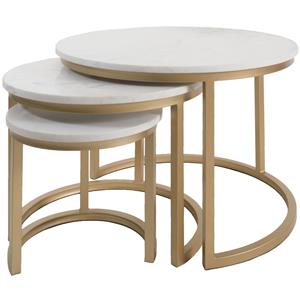 Het Steigerhouthuis Salontafel Jasmin Marmer - Set van 3 - Wit/Goud