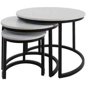 Het Steigerhouthuis Salontafel Jasmin Marmer - Set van 3 - Wit/Zwart