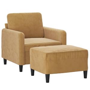 vidaXL Fauteuil met voetenbank 60 cm fluweel bruin