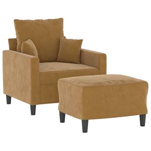 vidaXL Fauteuil met voetenbank 60 cm fluweel bruin
