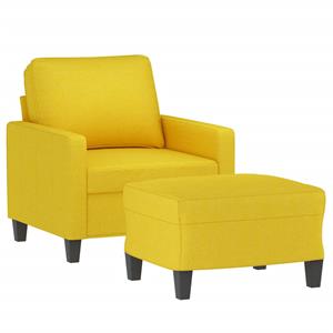 vidaXL Fauteuil met voetenbank 60 cm stof lichtgeel