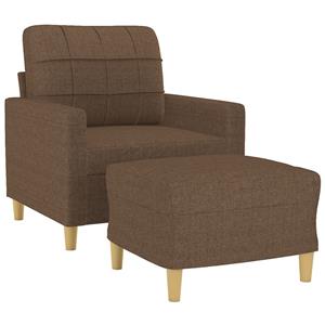 vidaXL Fauteuil met voetenbank 60 cm stof bruin
