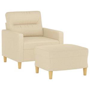 vidaXL Fauteuil met voetenbank 60 cm stof crèmekleurig