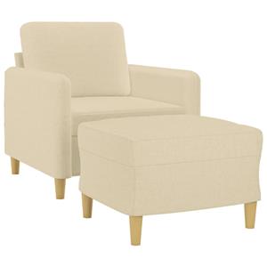 vidaXL Fauteuil met voetenbank 60 cm stof crèmekleurig