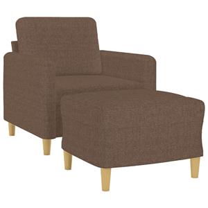 vidaXL Fauteuil met voetenbank 60 cm stof bruin
