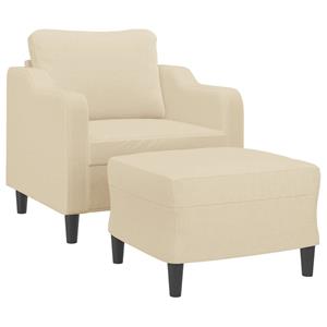 vidaXL Fauteuil met voetenbank 60 cm stof crèmekleurig