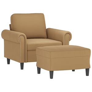 vidaXL Fauteuil met voetenbank 60 cm fluweel bruin