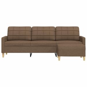 vidaXL Driezitsbank met voetenbank 210 cm stof bruin